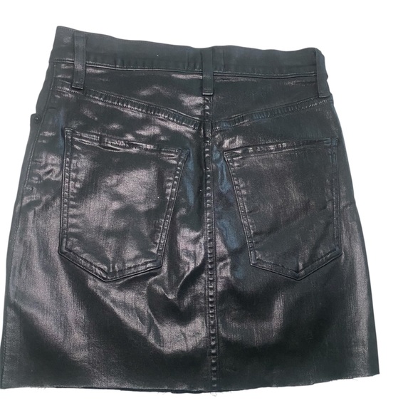AGOLDE Black Coated Denim Mini Skirt Size 25 – Faux Leather Look - Picture 2 of 7